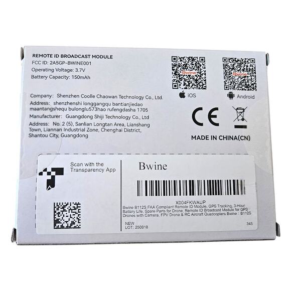 NEW Bwine B112 FAA Compliant Remote GPS ID Module with 5-Hour Long Battery Life - Picture 8 of 9